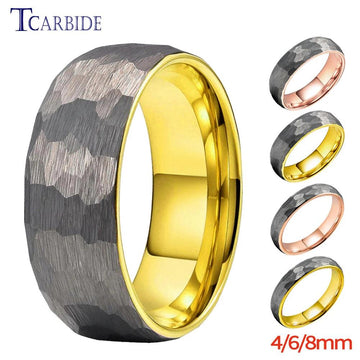 New Domed Brushed Two Colors 4/6/8mm Cool Hammer Tungsten Mens Womens Wedding Rings - Unique Jewellery For Couples - The Jewellery Supermarket